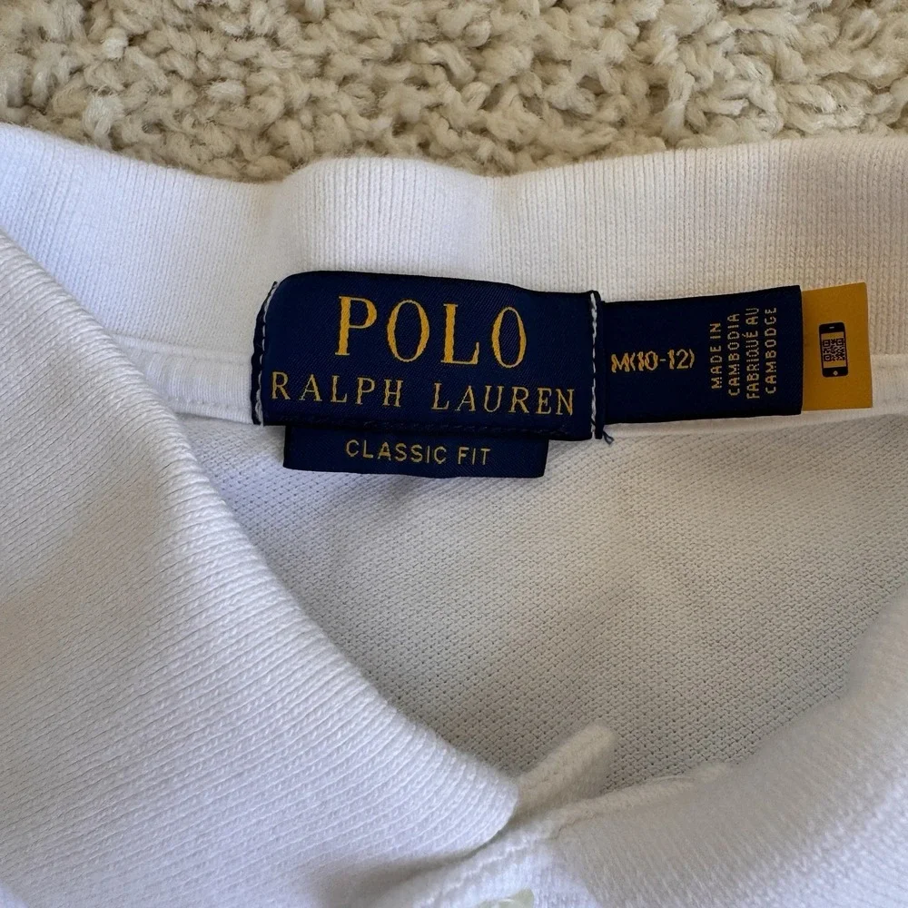 Lot Of 3 Pool Ralph Lauren Boys Classic Fit Polo Size M 10-12 White Grey Yellow